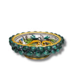 Ciotola pigna in ceramica decoro giallo e verde rete
